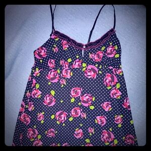 Black floral polka dot silky satin slip 🌉🌃🌌😴